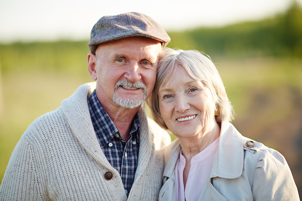 Retired couple smiling together