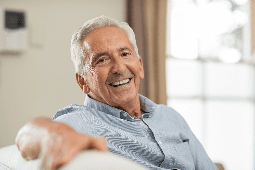 Smiling patient in a dental office